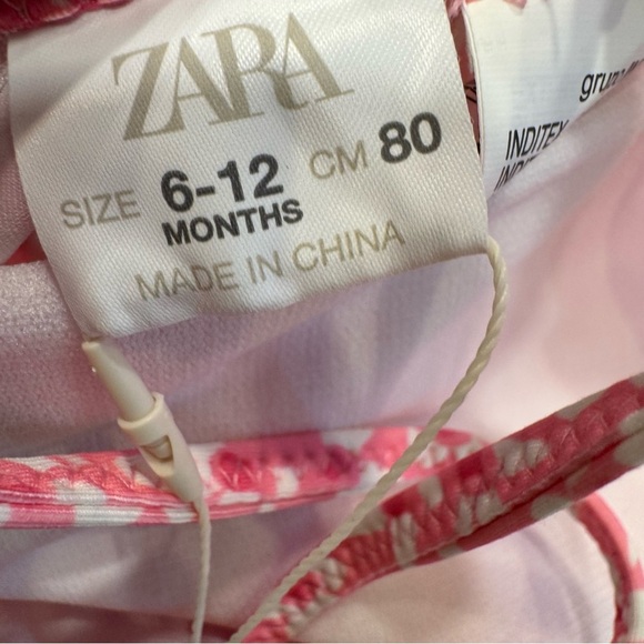 Zara Baby Girl One Piece Swim Suit UPF +50 Pink Floral Sz 6-12 Months NWT - Picture 5 of 6